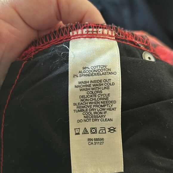 DKNY Jeans red and black floral jean jeggings size 16 - Picture 7 of 7